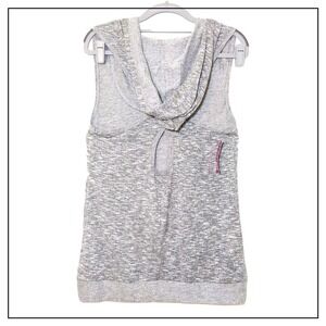 Material Girl Active Pullover S Hooded Sleeveless Marled Criss Cross Athleisure